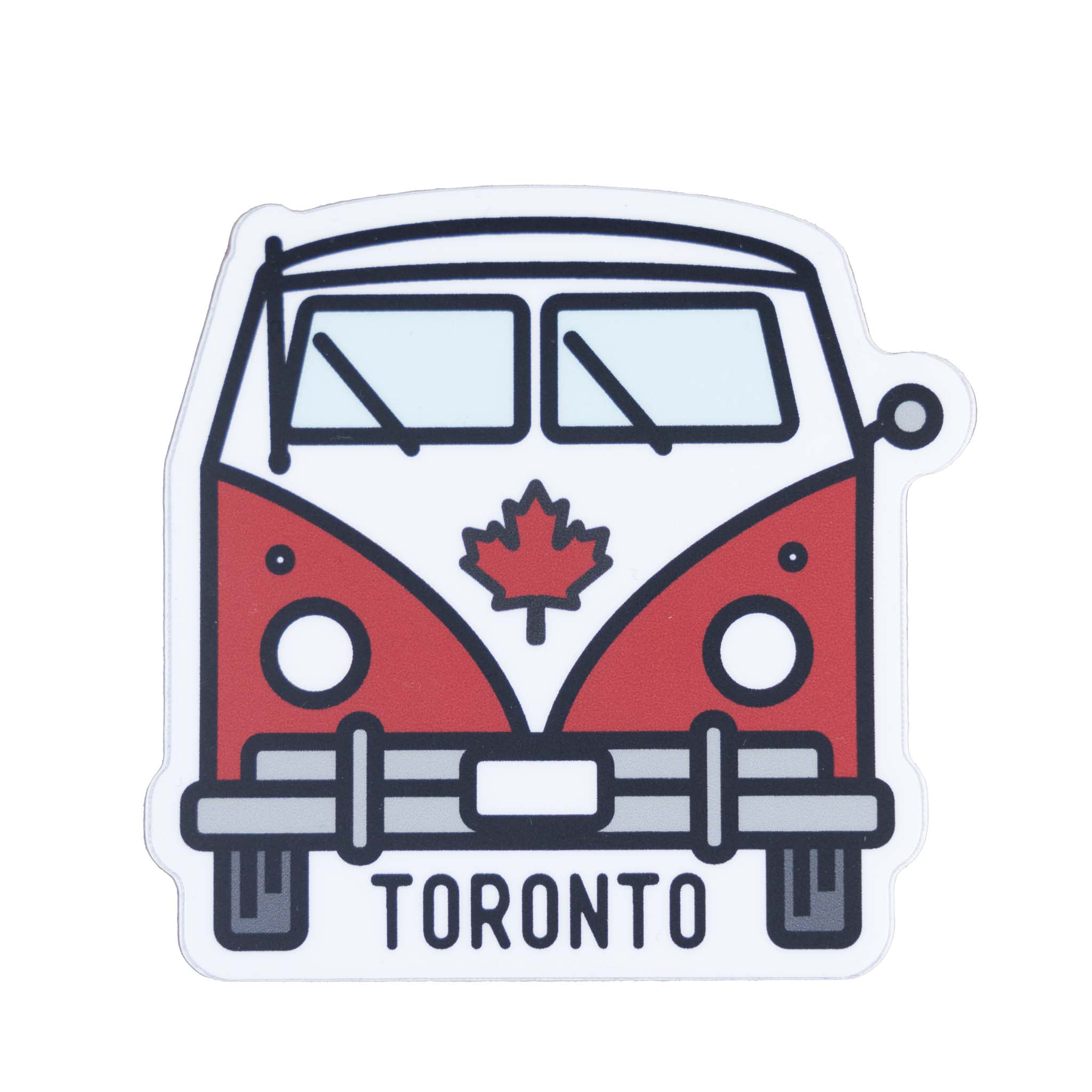 Toronto Die Cut Sticker - Cartoon Vintage Bus